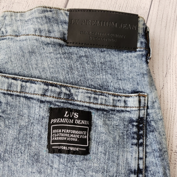 Blue Wash Denim Men's Shorts Skinny Fit - Picture 12 of 16